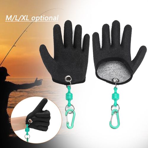 Half Palm Hunting Fishing Gloves for Handing Fish Safety with Magnet Release