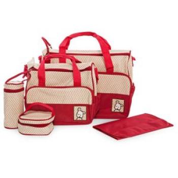 5 Pieces Set Diaper Bag - Red