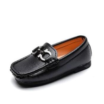Kids Leather Loafer Shoes - Black