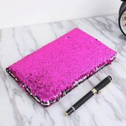 Kid Girls Magic Reversible Sequin Notebook Diary Lined A5 Journal w/ Lock & Key Rose to silver