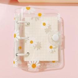 Mini Size PVC Clear Folder,Book Cover,Loose-Leaf Spring Binder,Daisy Notes Folder