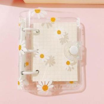 Mini Size PVC Clear Folder,Book Cover,Loose-Leaf Spring Binder,Daisy Notes Folder
