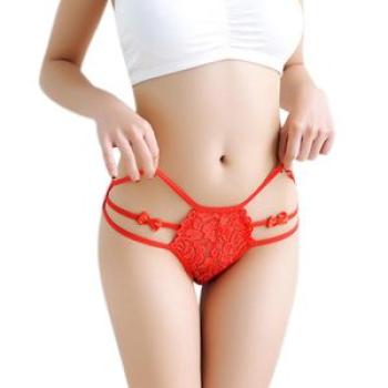 Fashion Women Sexy T-back Lace Hollow Solid Color Knickers Low Waist Lingerie Briefs G-string Erotic