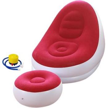 Quality Inflatable Air Sofa Chair With Foot Rest - White/Red