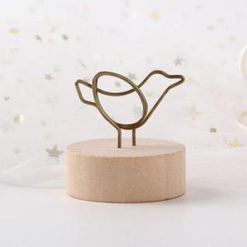 Creative Round Wooden Iron Photo Clip Memo Name Card Pendant Furnishing Articles Picture FrameBird