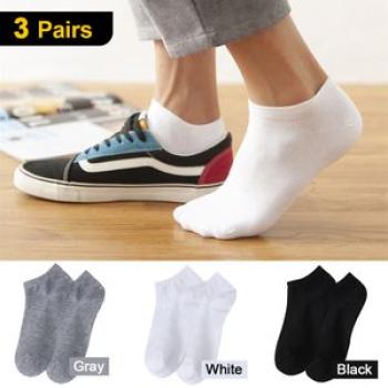 3 Pair Slim Men Breathable Low-Cut Boat Socks Women Short Sock