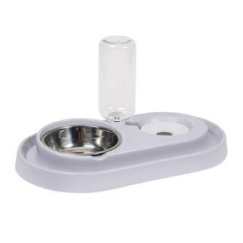 Double Dog Cat Bowls Stainless Steel Pet Bowls Pet Food Water Feeder with Automatic Water Bottle No-