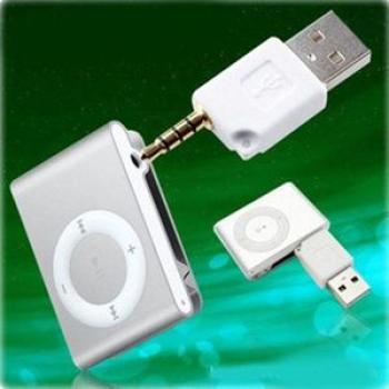 3.5mm Audio To USB Male Adapter Charge Adapter For IPod Shuffle Black