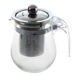 350mL Heat- Clear Glass Teapot Stainless Steel Infuser Flowe