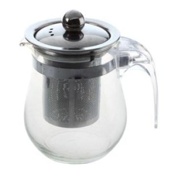 350mL Heat- Clear Glass Teapot Stainless Steel Infuser Flowe