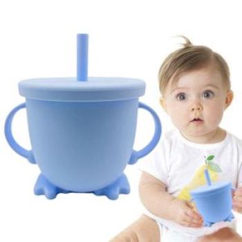 Cartoon Baby Sippy Cups Baby Learning Stuff Sprill Proof Light Bue
