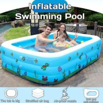 Inflatable Swimming Pool Adults Kids Family Pool Bathing Tub Outdoor Indoor 1.5m
