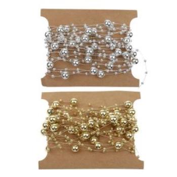 5M Silver Plated Pearl Bead String Garland Bridal Bouquet Craft DIY