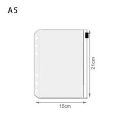 5Pcs A5 File Holder Standard Transparent A6 A7 PVC Loose Leaf Budget Binder Pouch with Zipper Filing