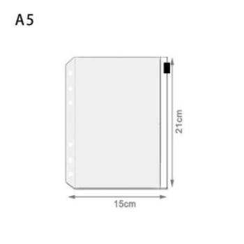 5Pcs A5 File Holder Standard Transparent A6 A7 PVC Loose Leaf Budget Binder Pouch with Zipper Filing