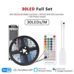 24v Wifi Rgbic Running Water Flowing Led Strip 5050 Pixel 5m 10m 15m 20m Rgb Tape Lamp App Alexa Voi