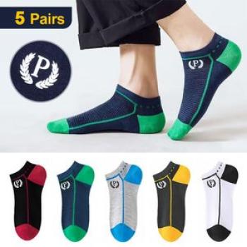 5pairs Men`s Breathable Short Socks Unisex Freesize Casual Ankle Sport Socks