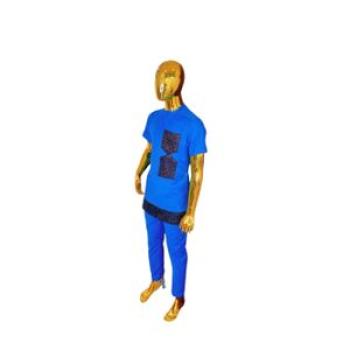 Fashion Kaftan Native African Wear Top and Down Wear - Blue