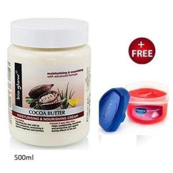 Glow Cocoa Butter Moisturizing & Nourishing Cream - 500ml + Lip Balm