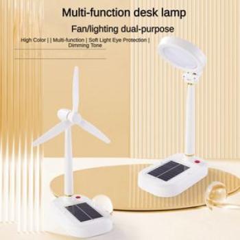 Solar Charging Desk Lamp Eye Protection Fan Rechargeable LED Study Student Bedroom Desk Reading Beds