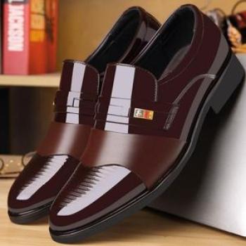 Men`s Business Leather Shoes-Brown