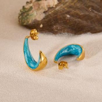 French retro earrings Women`s niche high-end earrings All-match enamel epoxy smudge ear jewelry Fash
