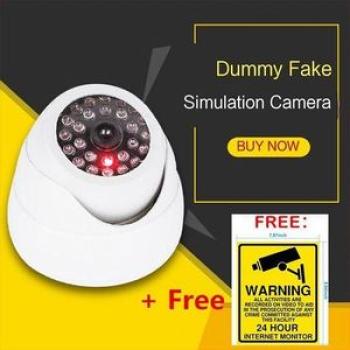Security Dome Fake Camera Red Flash LED Light Indoor Outdoor