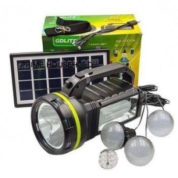 GDLITE 10W Solar Lighting System With Radio, Bluetooth, MP3, Led Light- Black