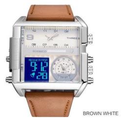 Boamigo Brand Men Sports Watches 3 Time Zone Big Man  Led W