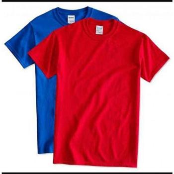 2 Piece Round Neck Short Sleeve T-Shirt - Red/Blue