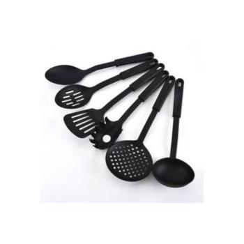 Nylon Nonstick Kitchen Ladles Set - 6 Pieces - Black