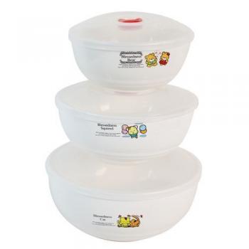 Plastic Storage Bowls - 3 Pieces White