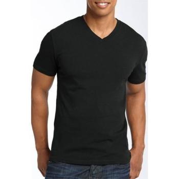 V-Neck Short Sleeve T-Shirt - Black