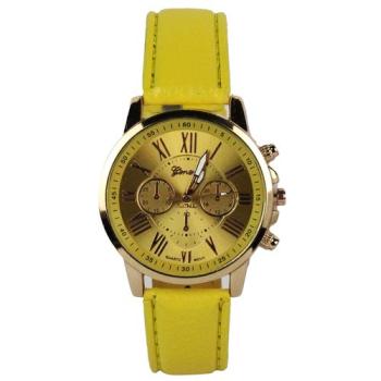 Luxury Leather Analog Wrist Watch - Yellow