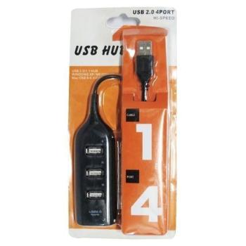 High Speed USB 2.0 Hub 4 Port - Black