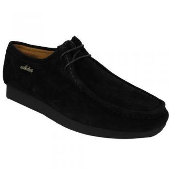 Lace-Up Suede Shoes - Black