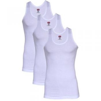 Round Neck Singlet - 3 Pieces - White