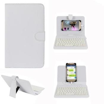 Leather Case with USB Keyboard for OTG Enabled Phones - White
