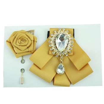 Rhinestone Detail Bowtie Set - Gold
