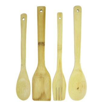 Bamboo Kitchen Spatula Spoon & Fork Set - 4 Pieces