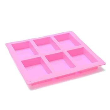 6-Cavity Plain Rectangle Soap Mold Silicone Craft DIY Making Homemade Cake Mould