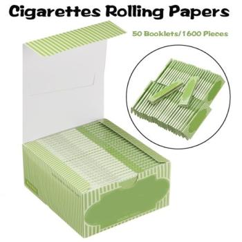 1 Box 50 Booklets Moon Hemp Cigarettes Rolling Papers King Size Slim 111x125x55mm Green