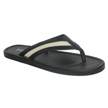 Leather Slippers - Black/White