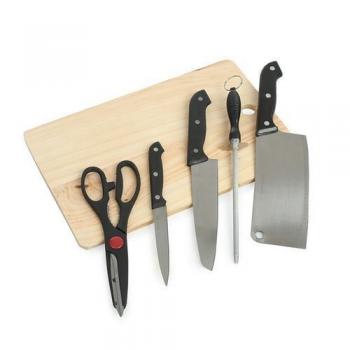 Chef Knife Set With Wooden Cutting Board - 6 Pieces