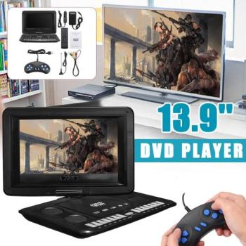 13.9 Portable In Car TV HD DVD Player 16:9 LCD Screen USB 300 Games 270 Swivel