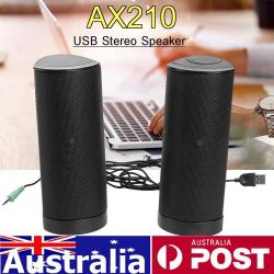 Wired Black Computer Laptop Stereo Stand Speakers System AX210 USB Desktop Black