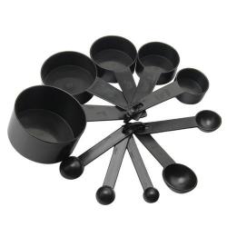 10pcs/set Plastic Measuring Cups And Spoons - Black