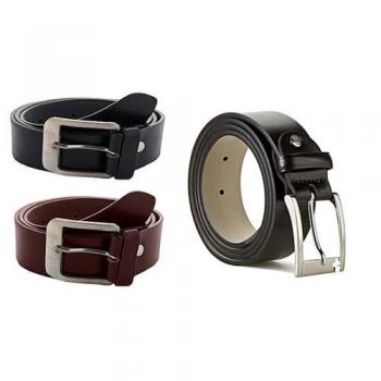 3 Set of Leather Belts - Black/Brown