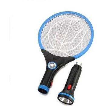 Rechargeable Electronic Fly Killer + Detachable Flash Light - Black/Blue