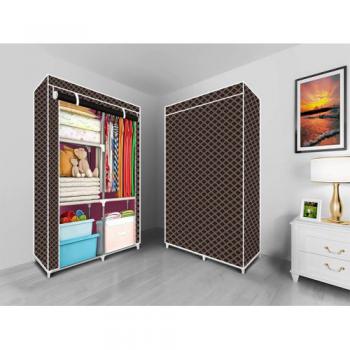 Portable Wardrobe - 5 Shelves - Black/Gold